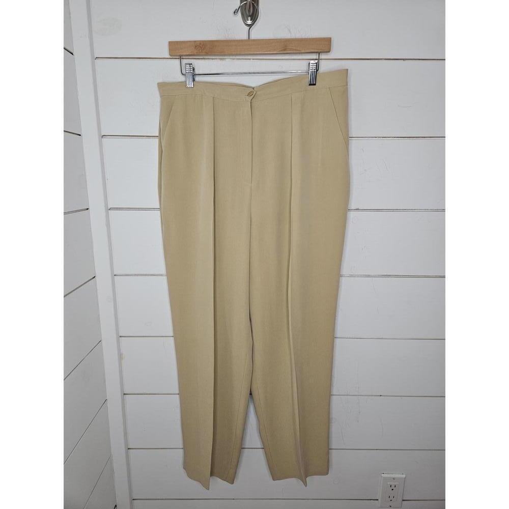 Vintage 90s Jones New York size 16 altr'd to petite tan silk pleated dress pants
